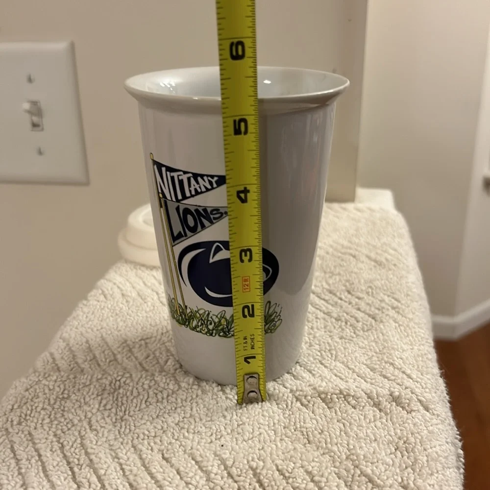 T Cabells Too Penn State Nittany Lions Gray Blue Ceramic Cup Removable Lid 12 oz